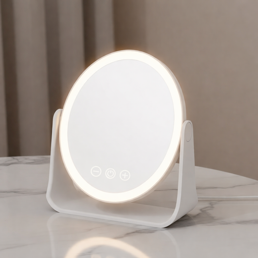 Miroir Maquillage LED Portable - Éclairage Ajustable et Grossissement 3x